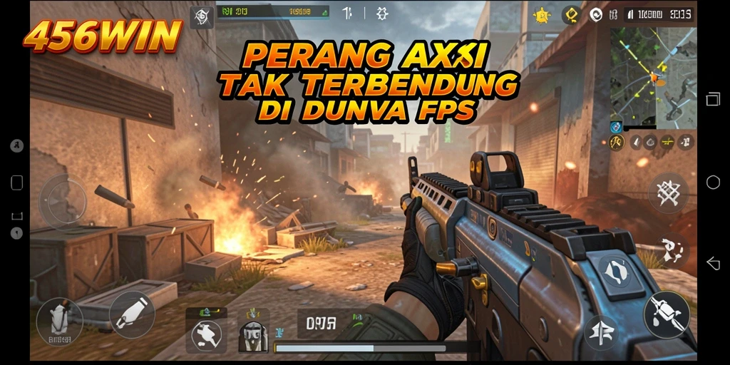 Tampilan gameplay intens dari 456WIN yang menampilkan aksi tembak-menembak yang mendebarkan.