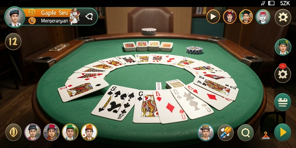 Tampilan gameplay seru permainan Gaple 5ZK yang mengasyikkan.