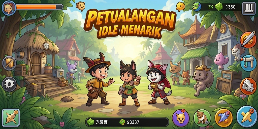 Gameplay yang menarik dari 93337 yang menunjukkan pengumpulan sumber daya.