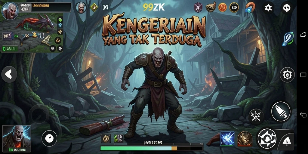 Screenshot gameplay 99ZK menampilkan suasana mencekam yang menyelimutinya.