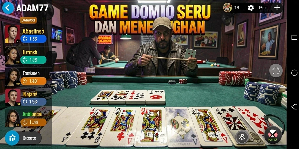 Tampilan gameplay Domino yang seru dan interaktif di ADAM77.