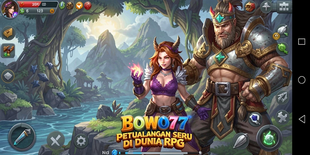 Screenshot gameplay <strong>BOWO77</strong> menampilkan aksi pertempuran RPG yang seru.