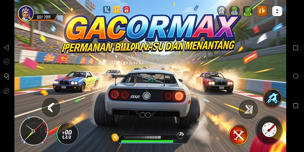 Gameplay GACORMAX yang memukau dengan balapan seru di lintasan.