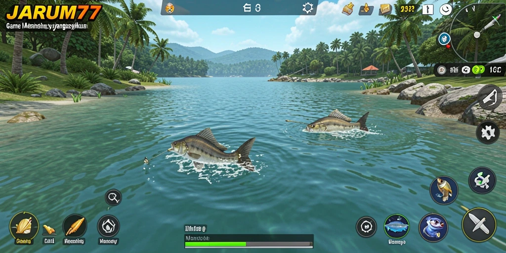 Tampilan gameplay seru dalam game memancing JARUM77.