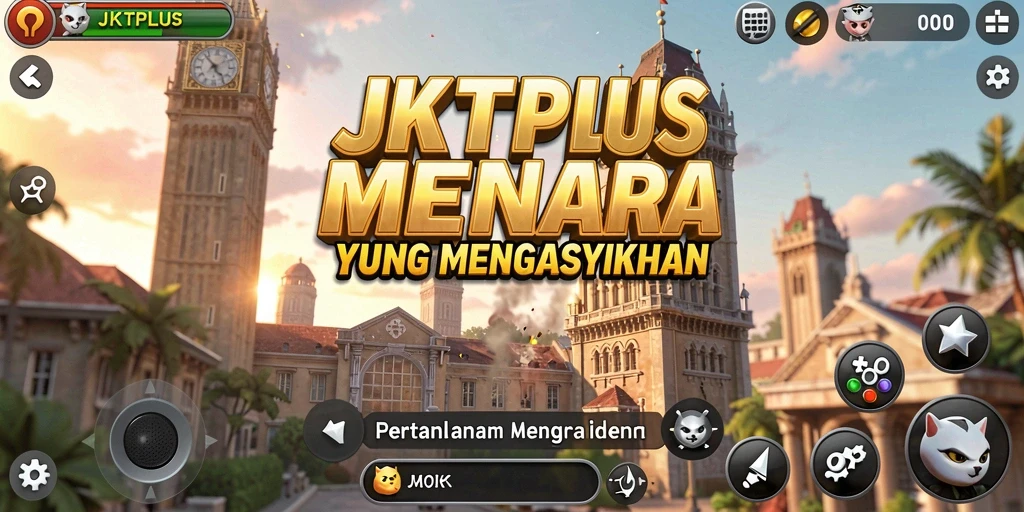 Tampilan gameplay seru JKTPLUS dalam pertahanan menara.