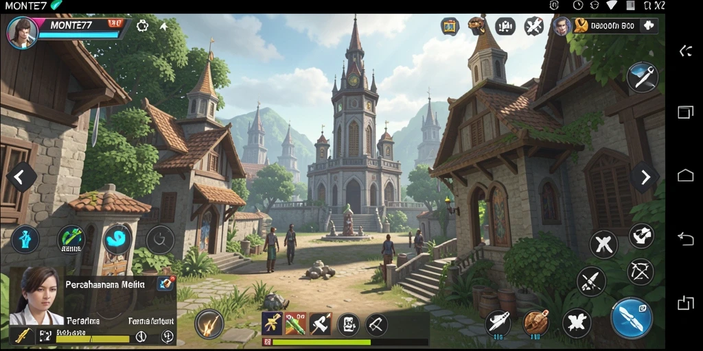 Tampilan gameplay menarik dari MONTE77 dalam pertahanan menara.