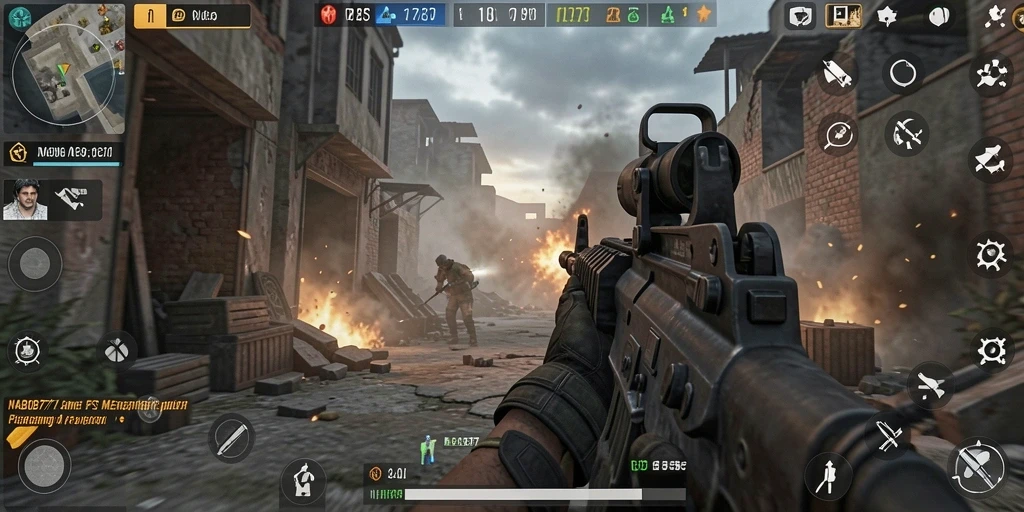 Screenshot dari gameplay intens di NABOB77, menampilkan aksi FPS yang seru.