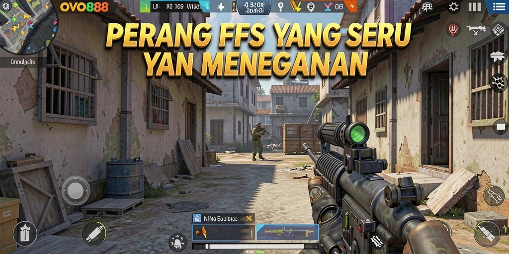 Tampilan aksi seru dalam game OVO88 dengan gameplay FPS.