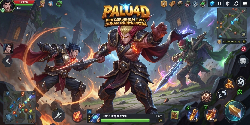 Screenshot utama gameplay <strong>PALU4D</strong> menampilkan pertempuran strategis yang menegangkan.