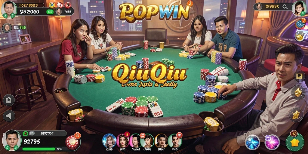 Screenshot menunjukkan gameplay seru dari QiuQiu di POPWIN.