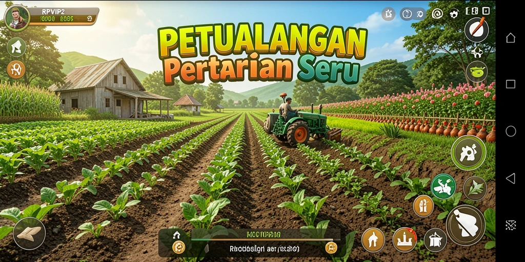 Tampilan gameplay RPVIP2 yang menarik dengan aktivitas pertanian.