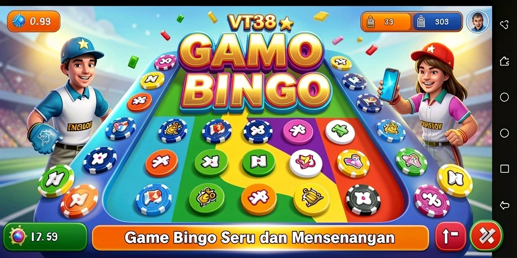 Tangkapan layar utama VT38 menunjukkan gameplay Bingo yang seru dan interaktif.